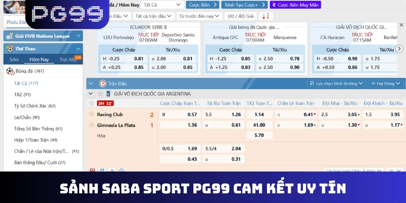 Sảnh Saba Sport PG99 cam kết uy tín